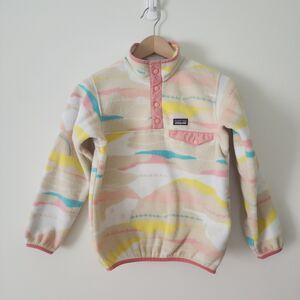 Patagonia Synchilla Girls Lightweight Snap Pullover Marble Pink Size M (10)